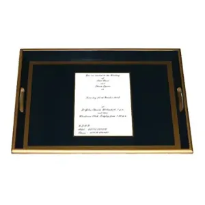 Wedding Invitation Tray by Anthony Steuart, Large, Black/Gold napkin rings, dining placemats