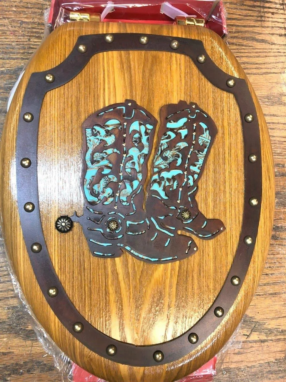 Western Bath Decor Toilet Seat - Turquoise Leather