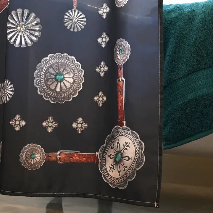 Western Conchos Black Shower Curtain