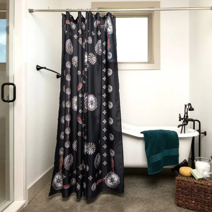 Western Conchos Black Shower Curtain