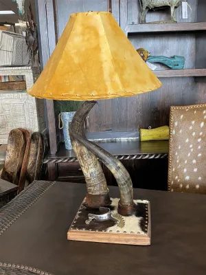Western Steer Horn Table Lamp antler chandelier, rustic lighting