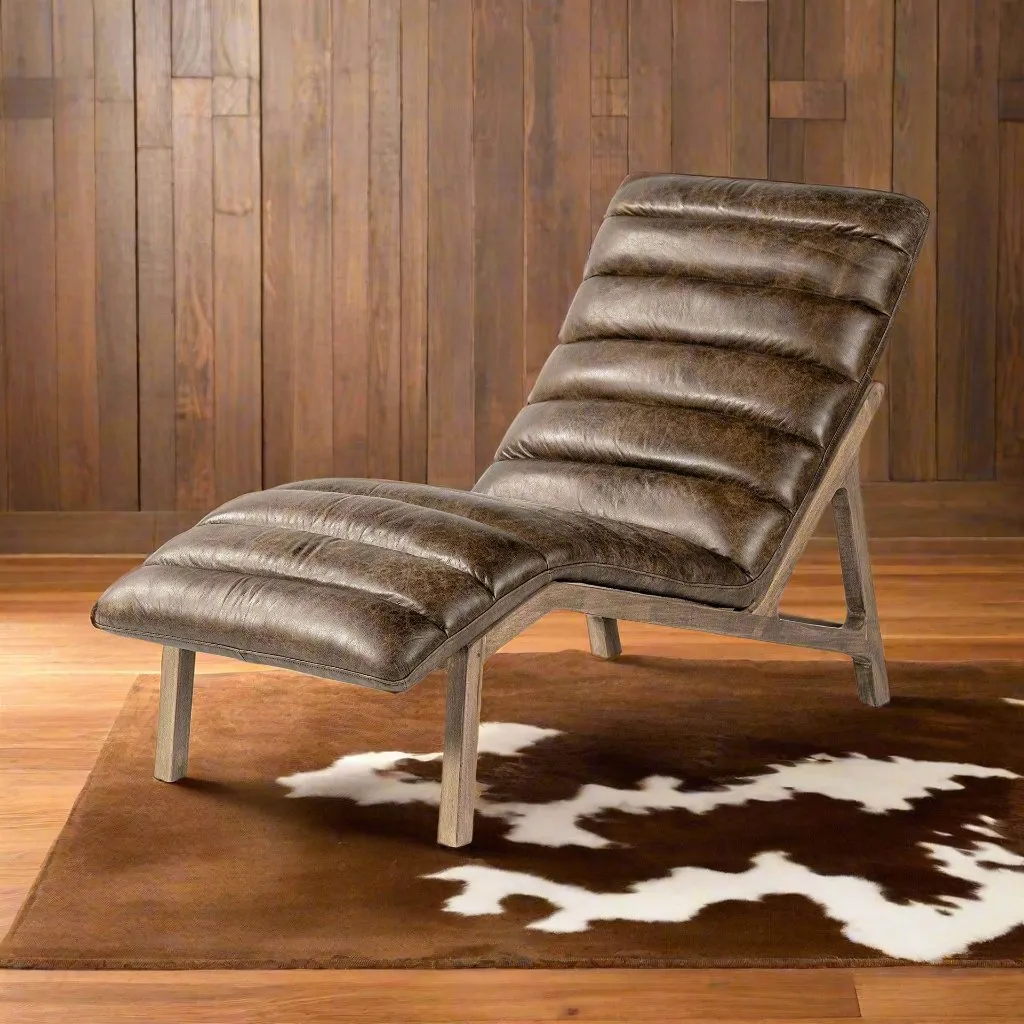 Whiskey Leather Chaise Lounge bedroom furniture, nightstand