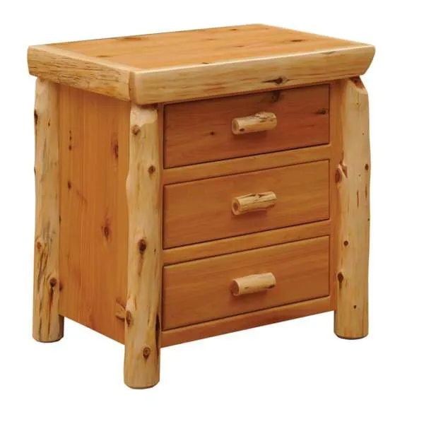Wide Natural Cedar Log Nightstand bedroom furniture, nightstand