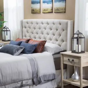 Wingback Queen/Full Tufted Fabric Headboard - NH219832 queen headboard, wooden headboard