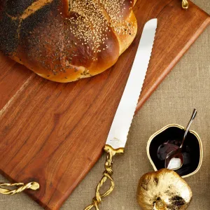 Wisteria Gold Bread Knife L37cm, Gold round coffee table, wooden coffee table