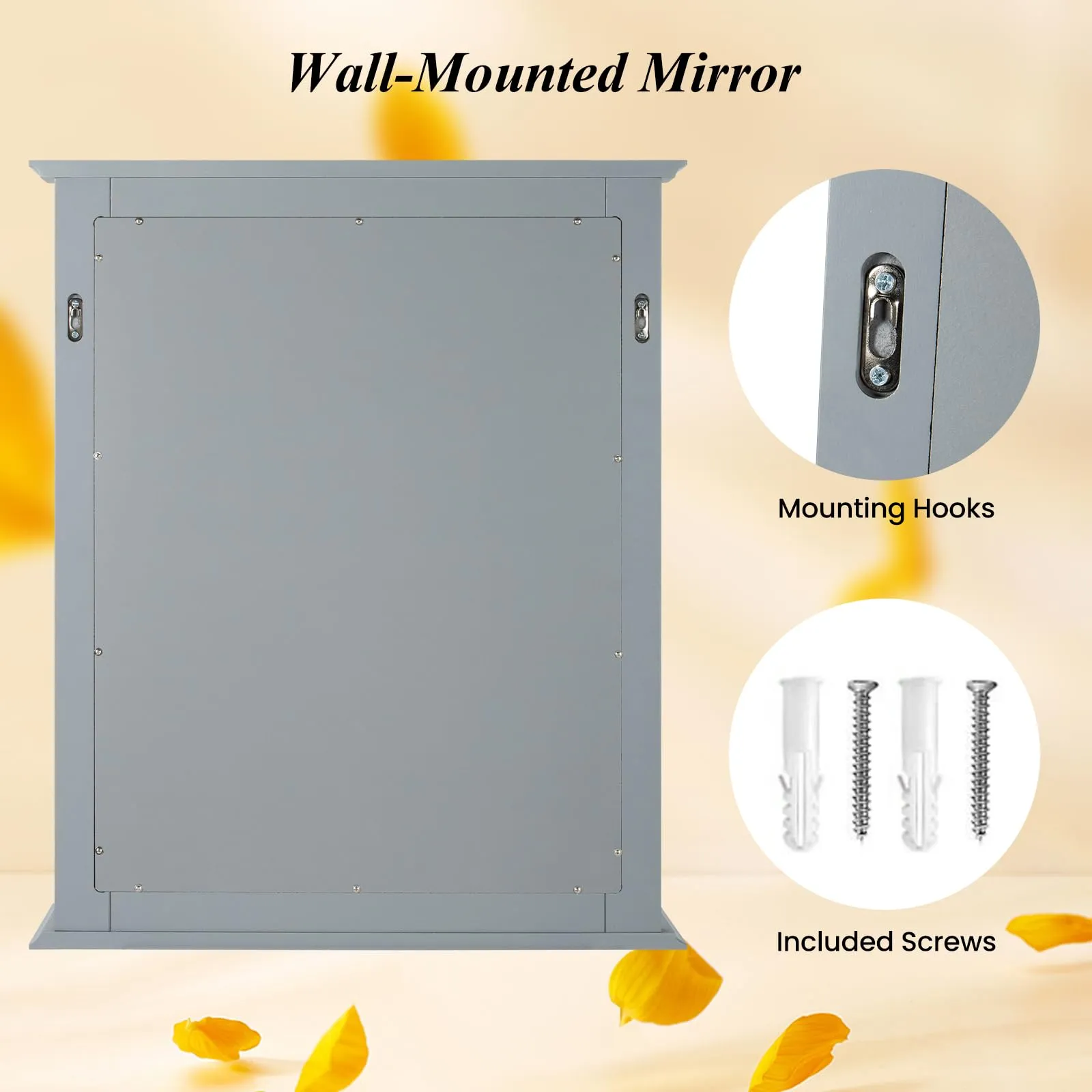Wooden Frame Modern Rectangular Hanging Vanity Makeup Mirrors for Washroom