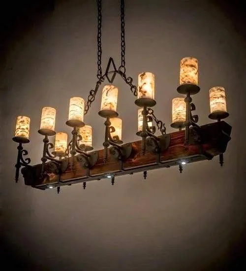 Wrought Iron & Beam Mansion Chandelier