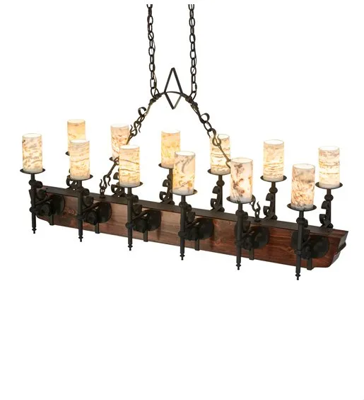Wrought Iron & Beam Mansion Chandelier